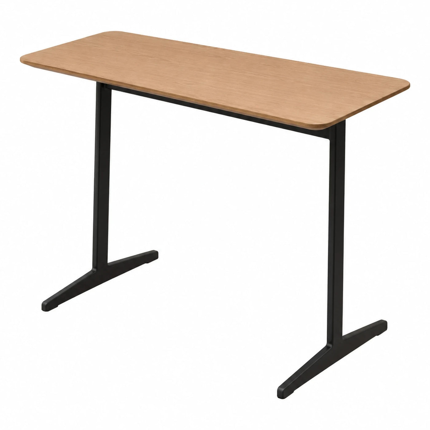 Light Wood Top Desk with Black Metal Legs
