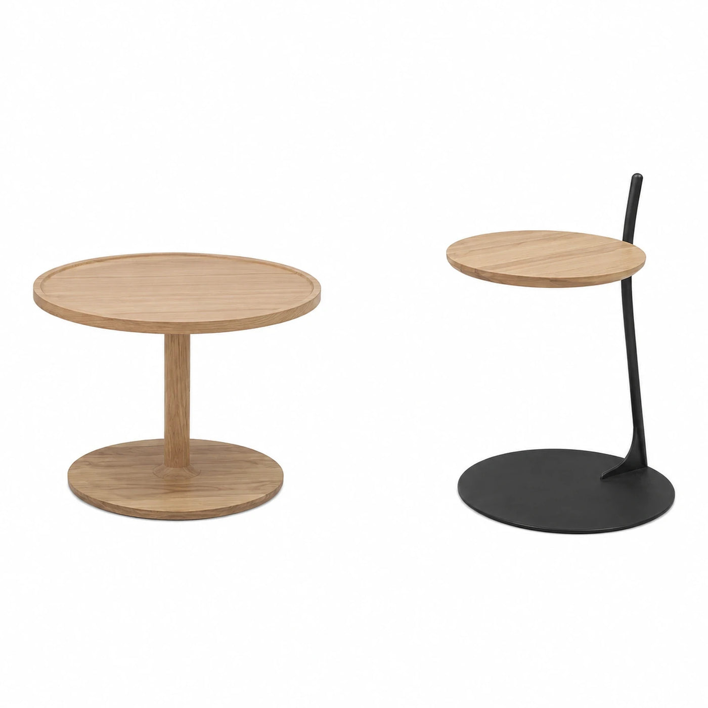 Round Side Table with Wood Top and Metal Base