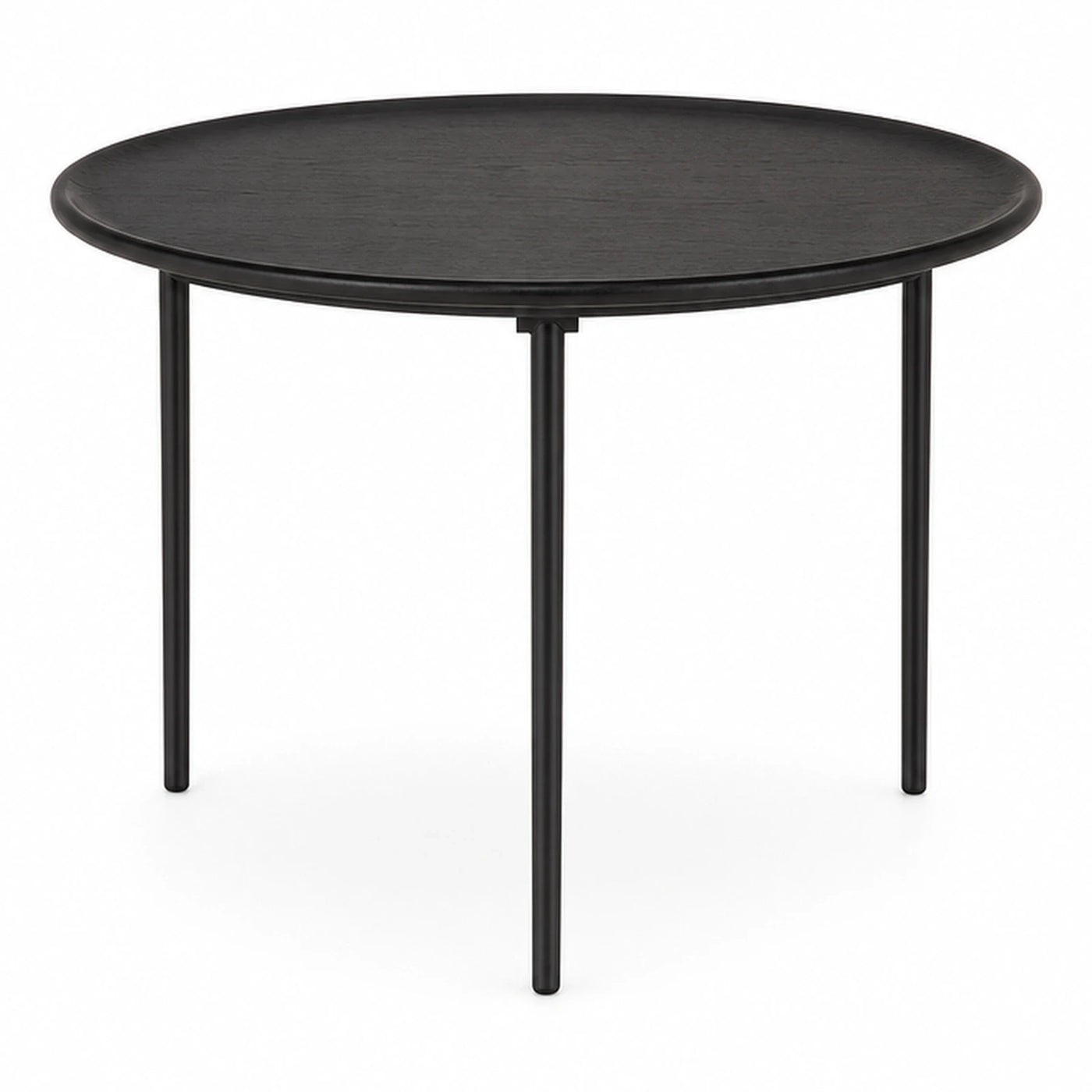 Black Round Coffee Table with Metal Legs