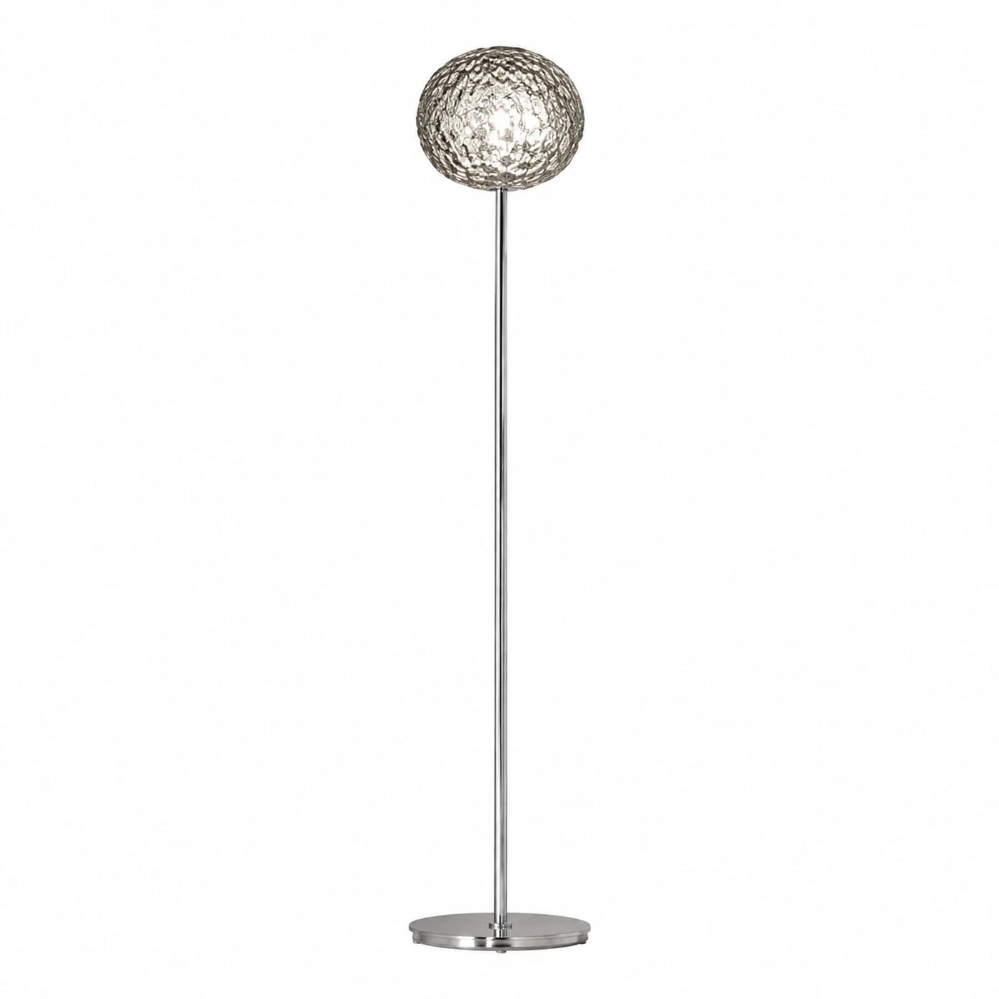 Modern Chrome Floor Lamp with Textured Glass Globe Shade