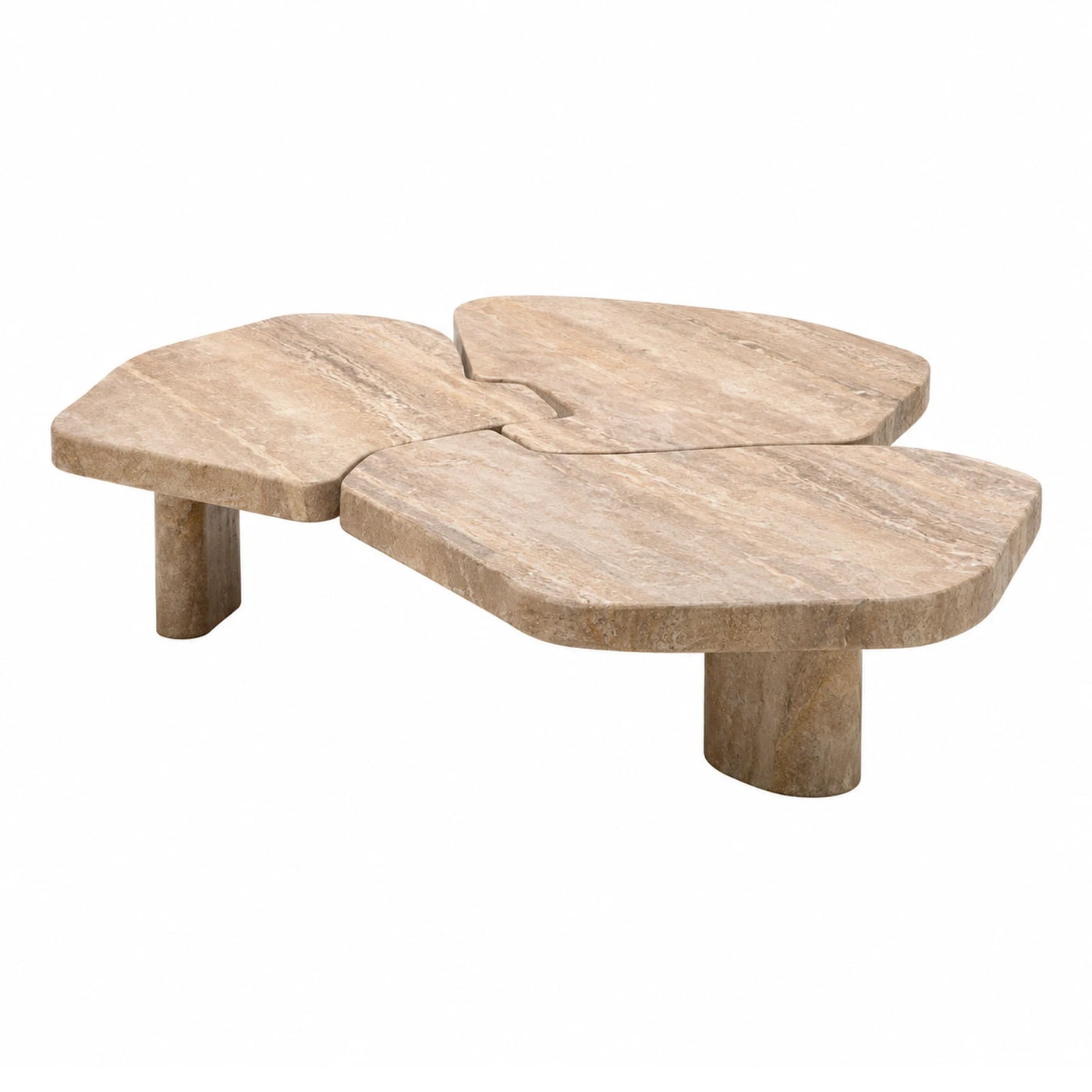 Beige Travertine Stone Modular Coffee Table Set