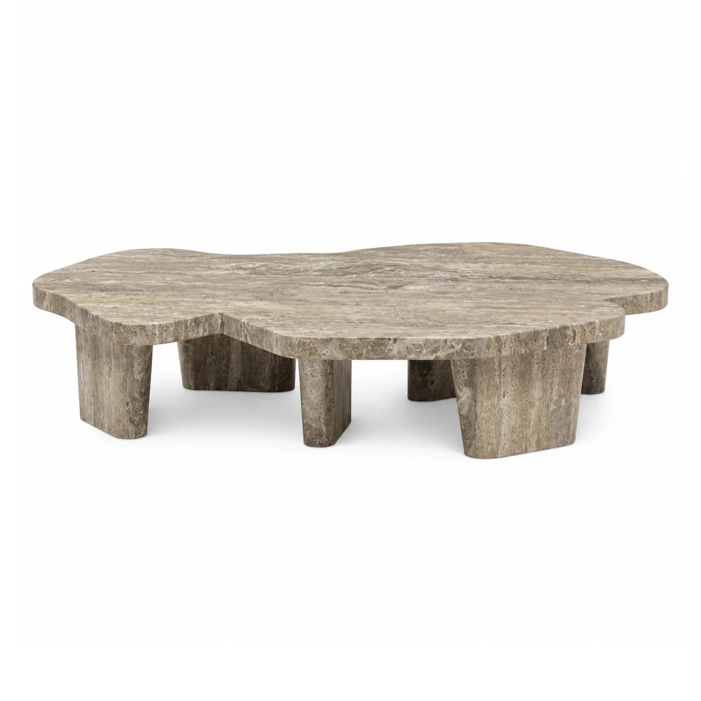 Organic Shaped Travertine Stone Coffee Table