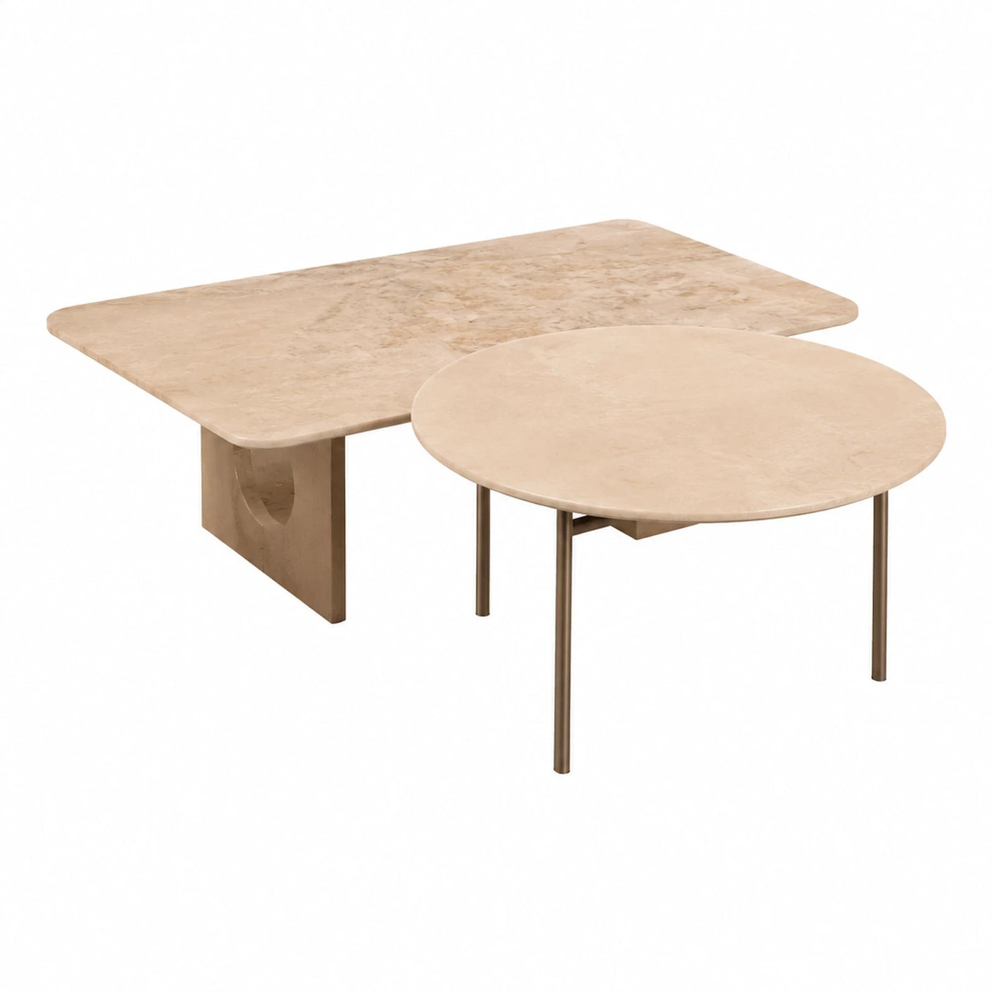 Beige Marble Nesting Coffee Table Set