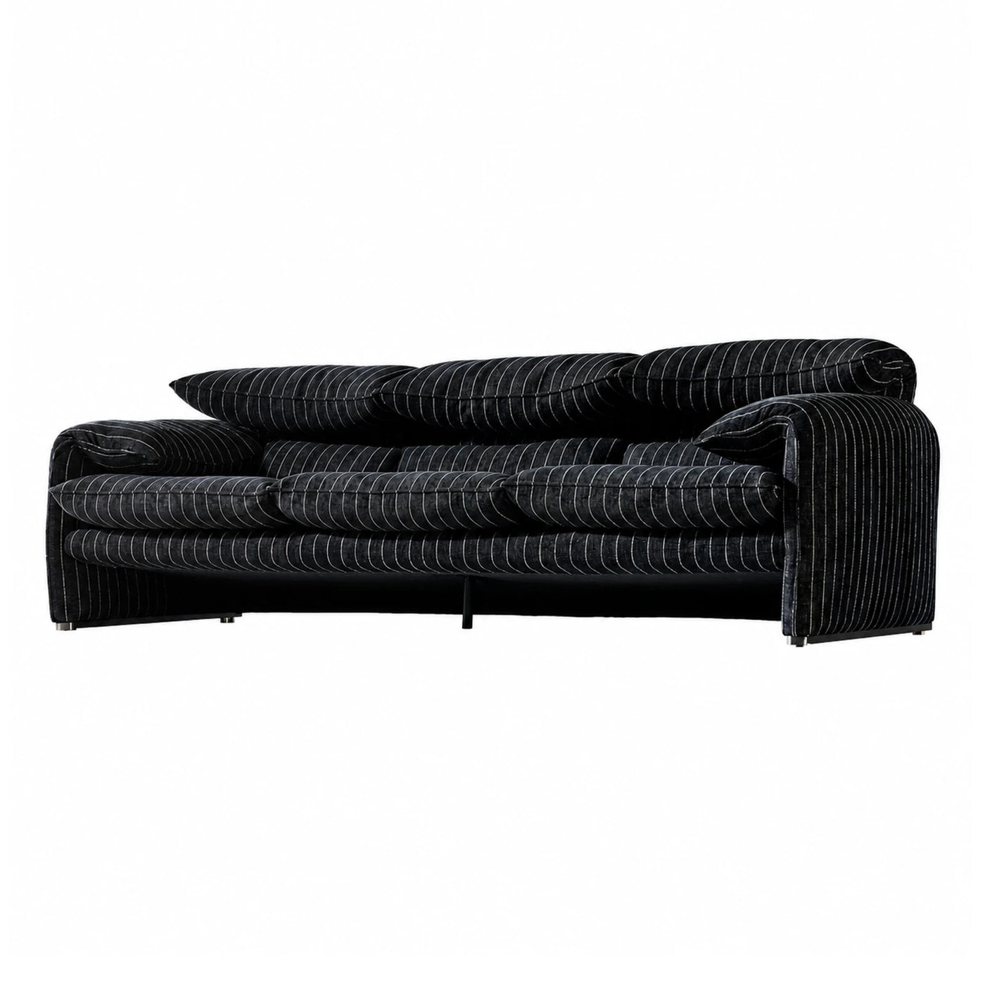 Black Pinstripe Velvet Three-Seater Sofa