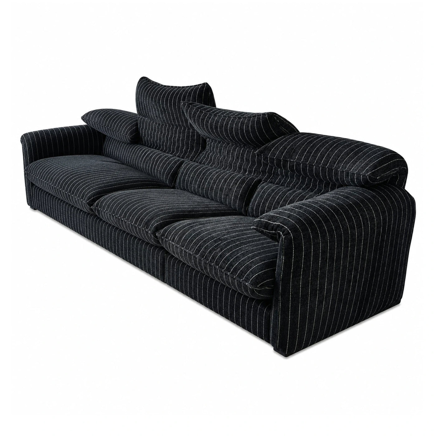 Wide Plank Black Pinstripe Fabric Three-Seater Sofa Sofas
