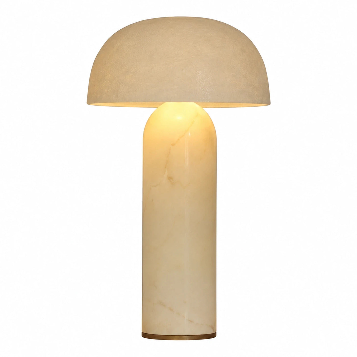 Cream Marble Table Lamp with Dome Shade