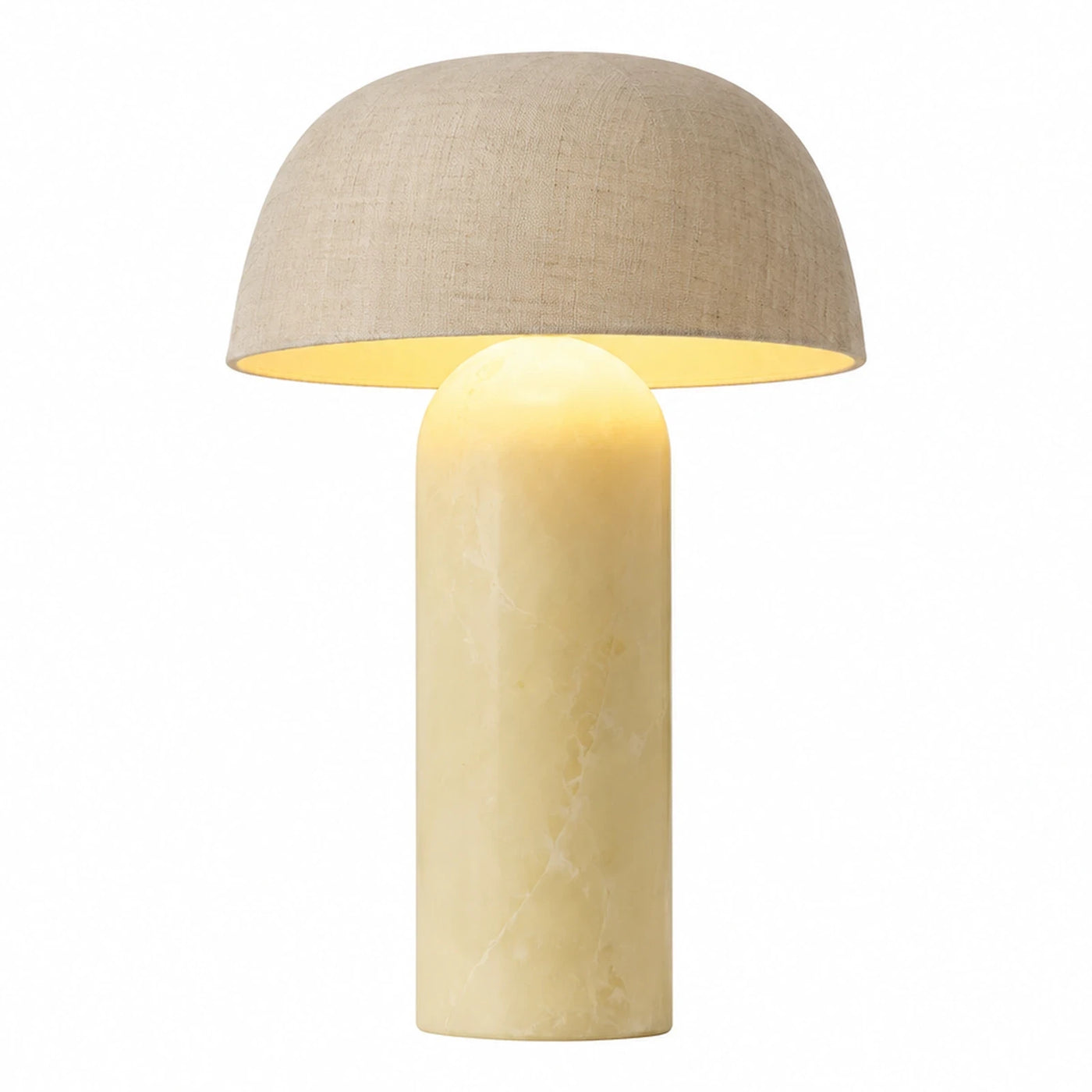 Beige Fabric Shade Marble Base Table Lamp