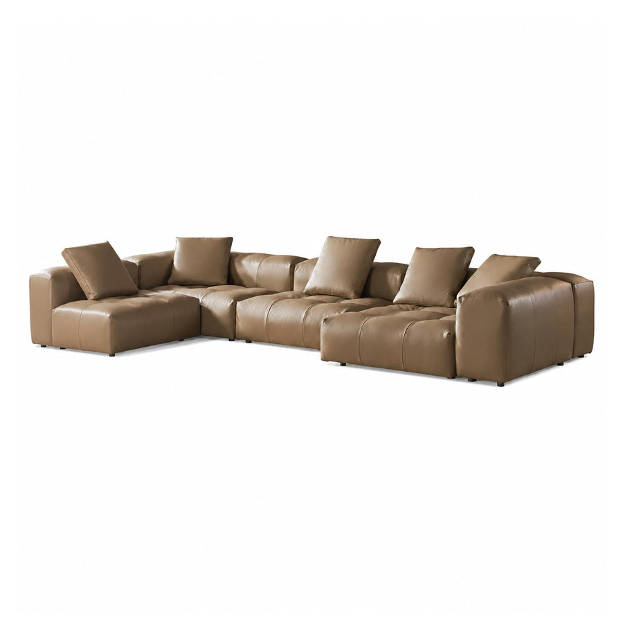 Linear Brown Leather Modular Sectional Sofa Sectionals