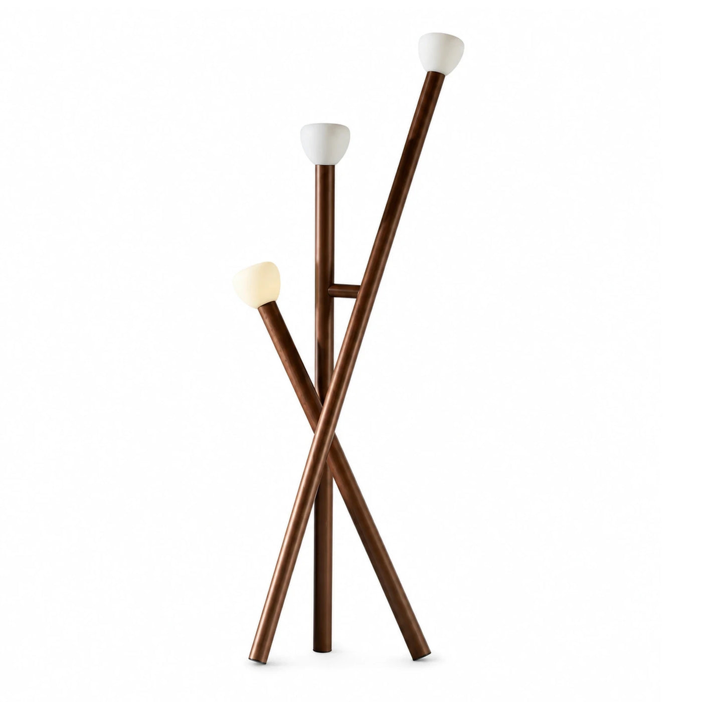 Bronze Tripod Floor Lamp with White Glass Shades