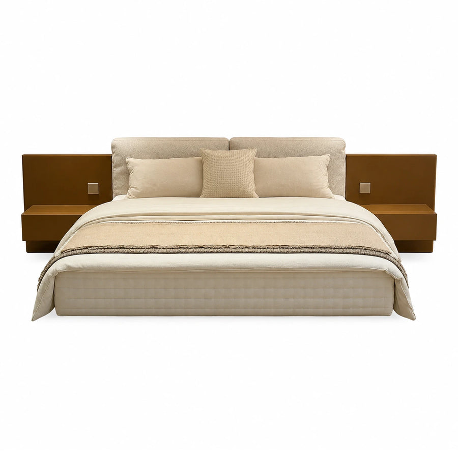 Modern Upholstered Bed with Integrated Nightstands