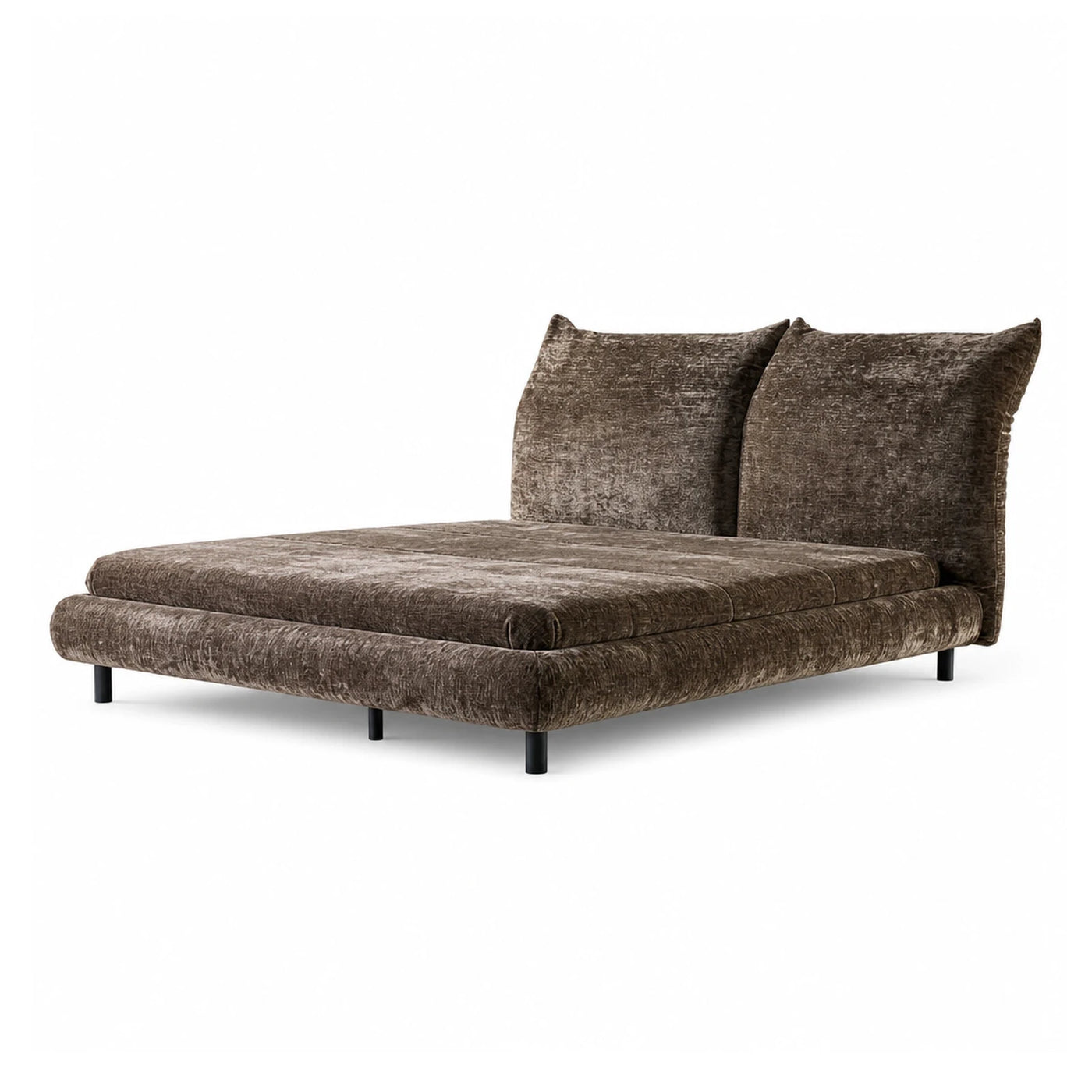 Linear Brown Velvet Modular Sofa Sectional with Back Cushions Sectionals