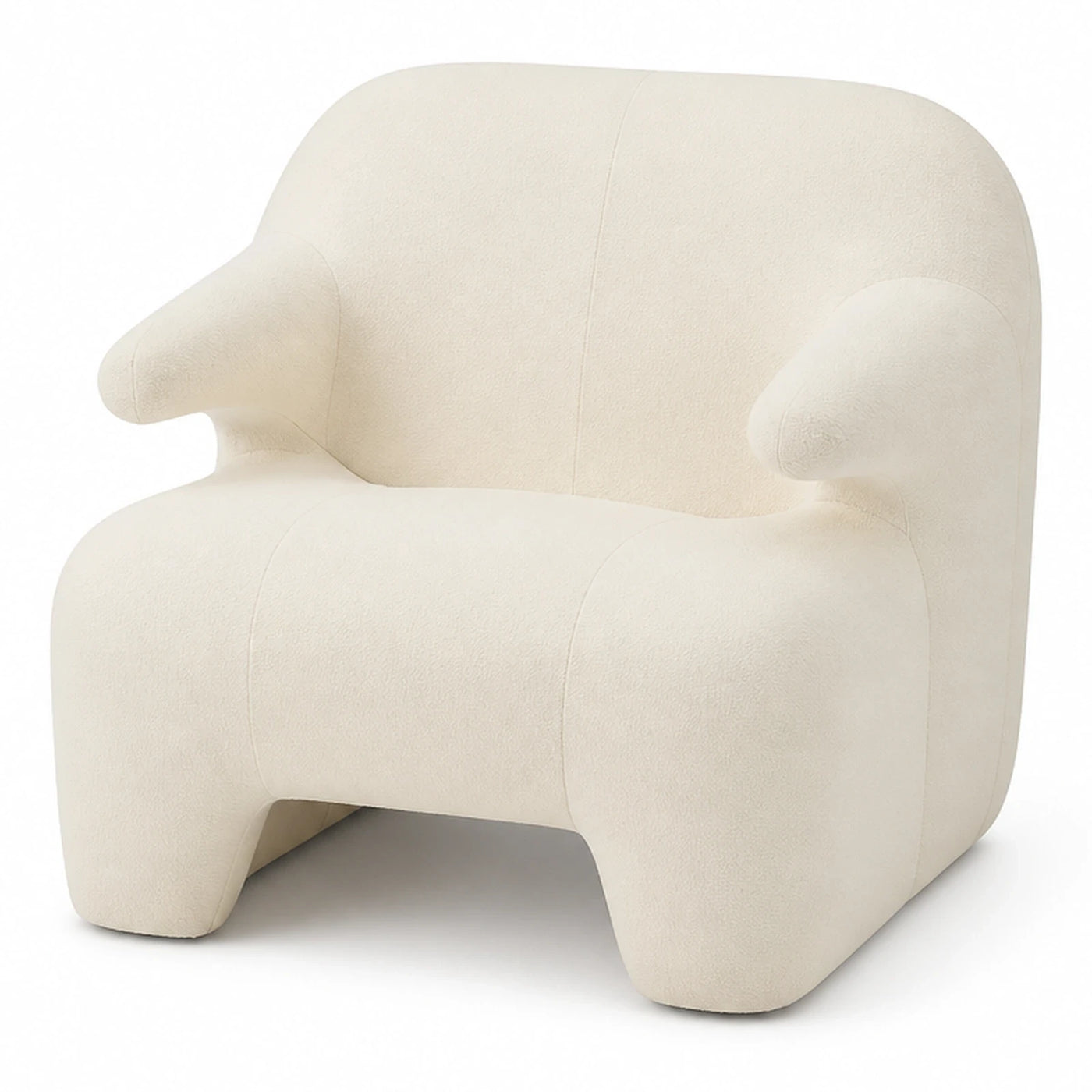 Cream Boucle Armchair with Rounded Organic Shape