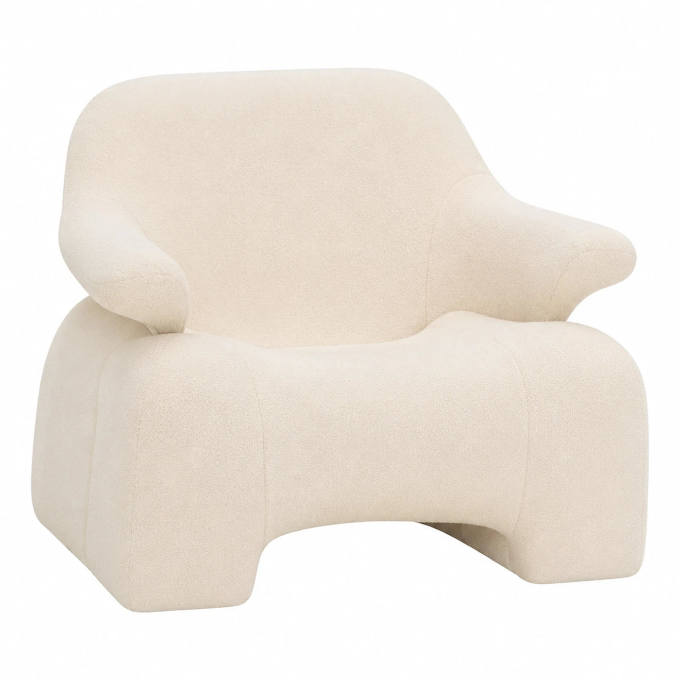 Cream Boucle Curved Armchair