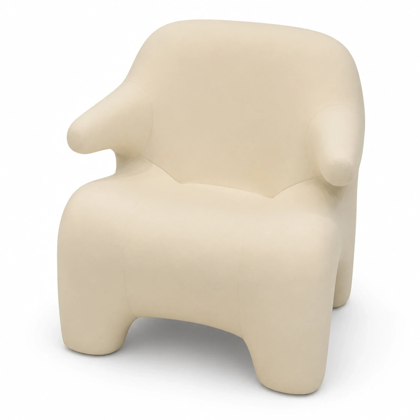 Cream Boucle Armchair with Rounded Organic Shape