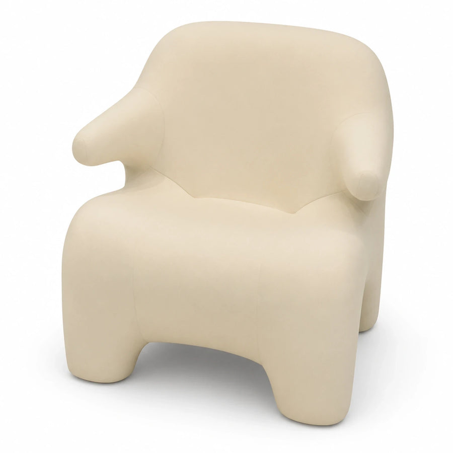 Cream Boucle Armchair with Rounded Organic Shape