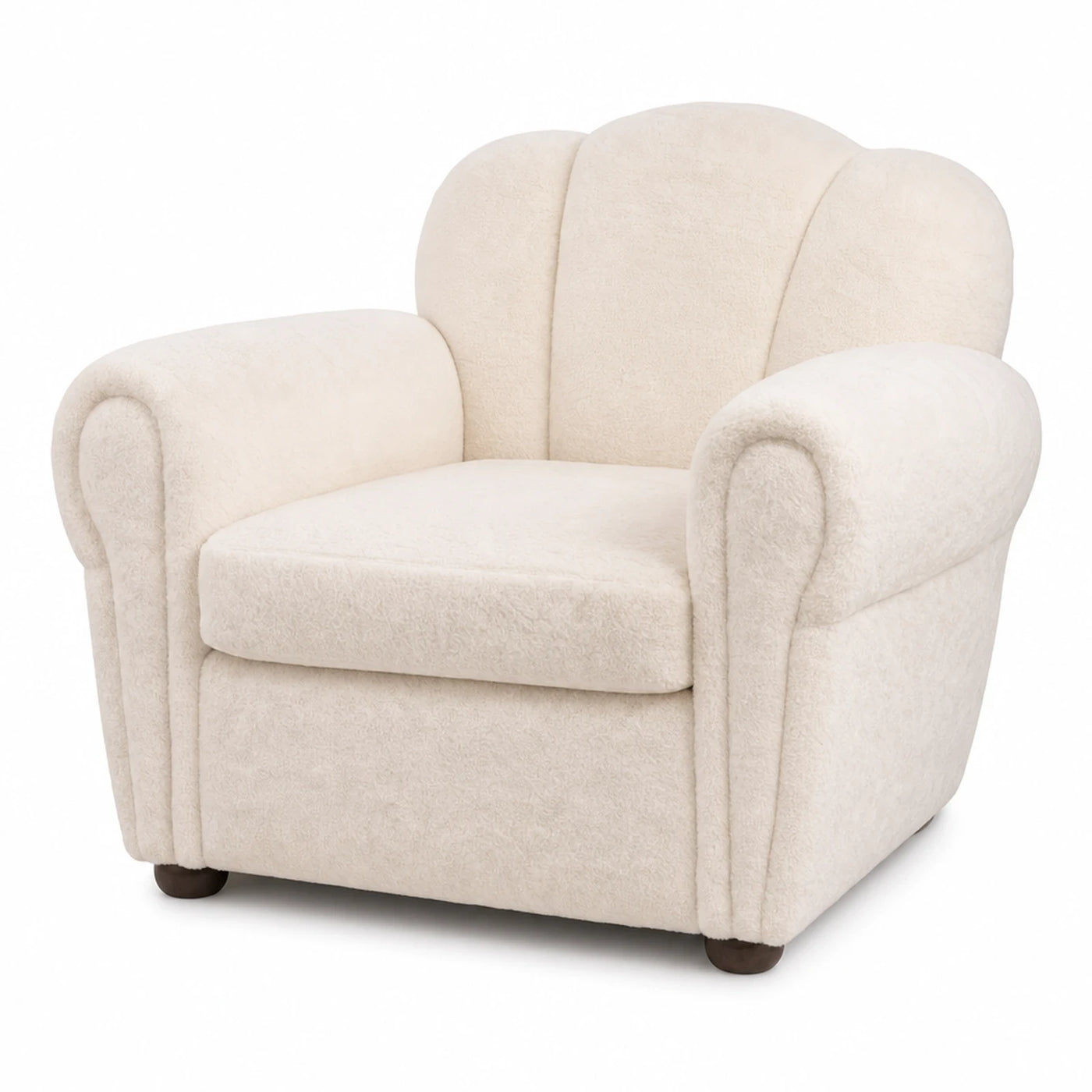 Cream Boucle Shell Back Accent Armchair