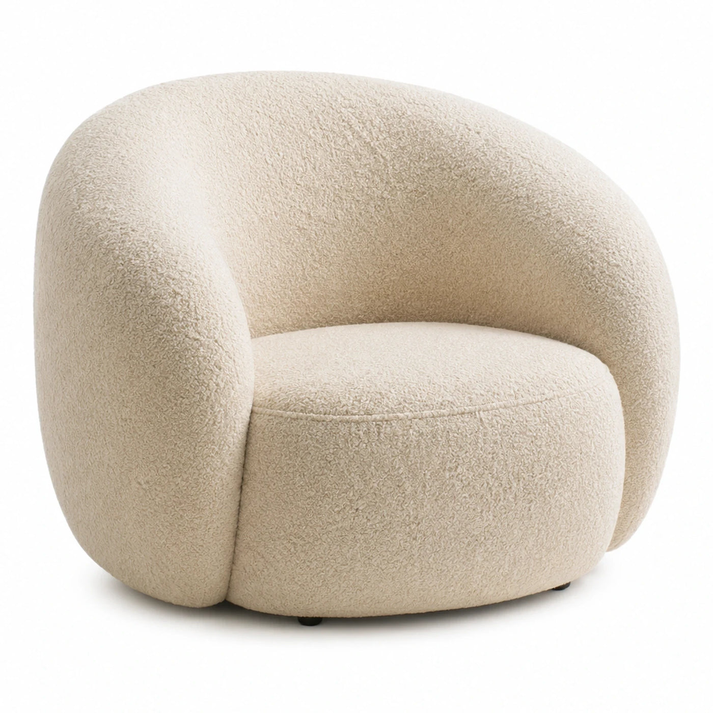Cream Boucle Round Lounge Chair