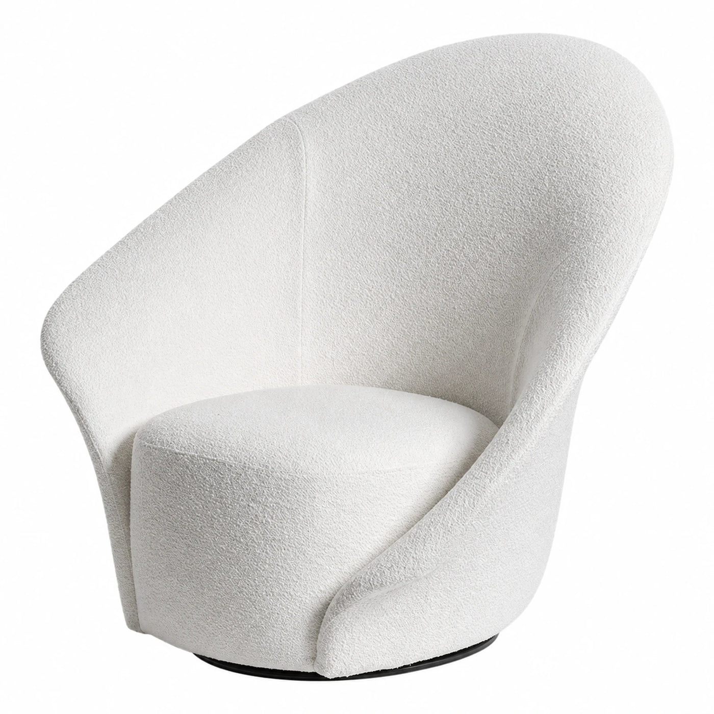 Wide Plank White Boucle Swivel Lounge Chair