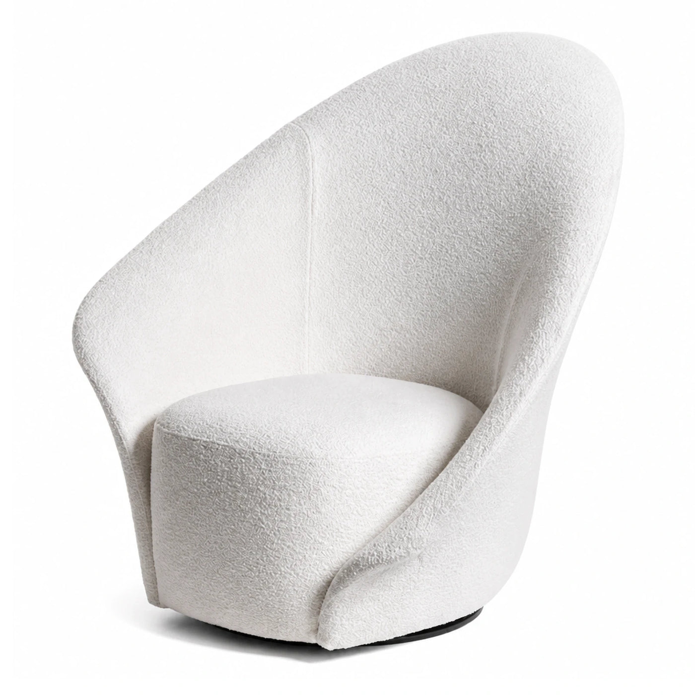 Linear White Boucle Swivel Lounge Chair