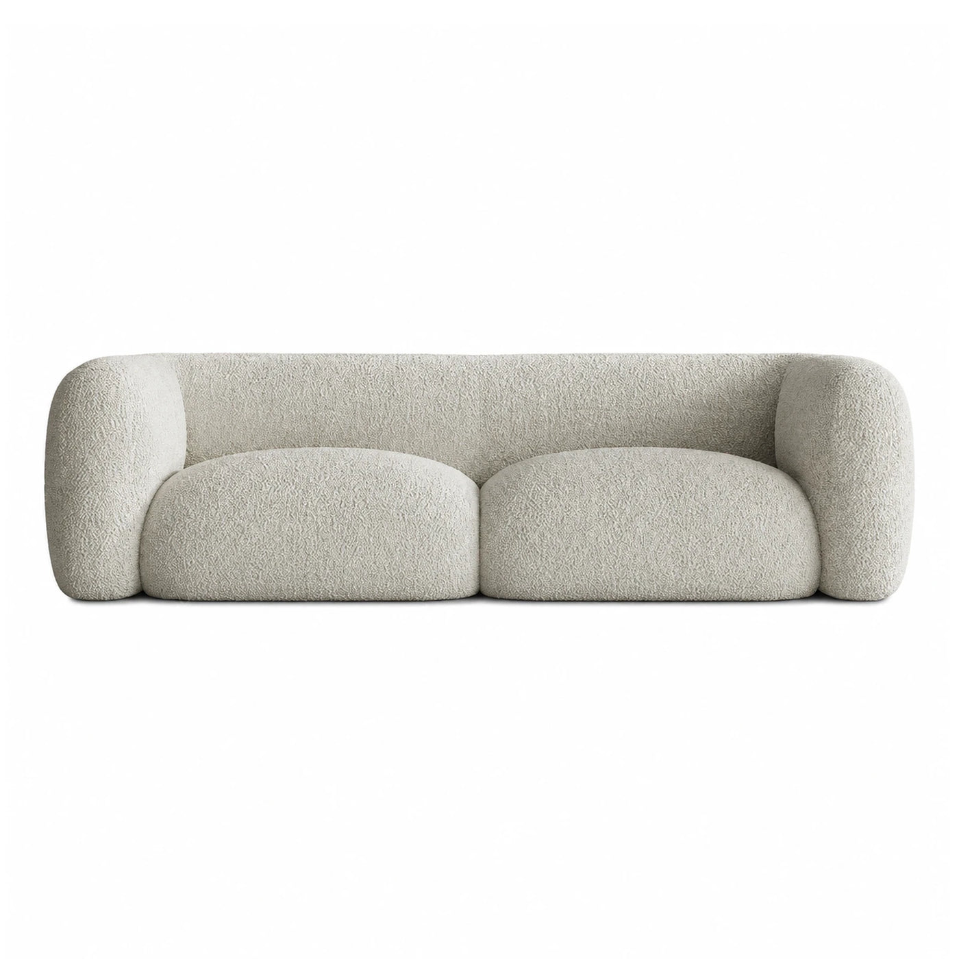 Cream Boucle Two-Seater Sofa with Rounded Arms