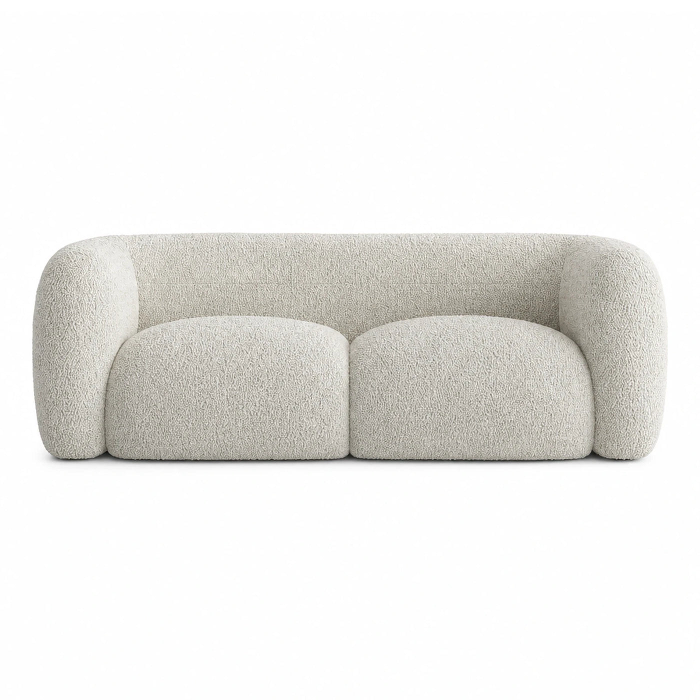 Cream Boucle Two-Seater Sofa with Rounded Arms