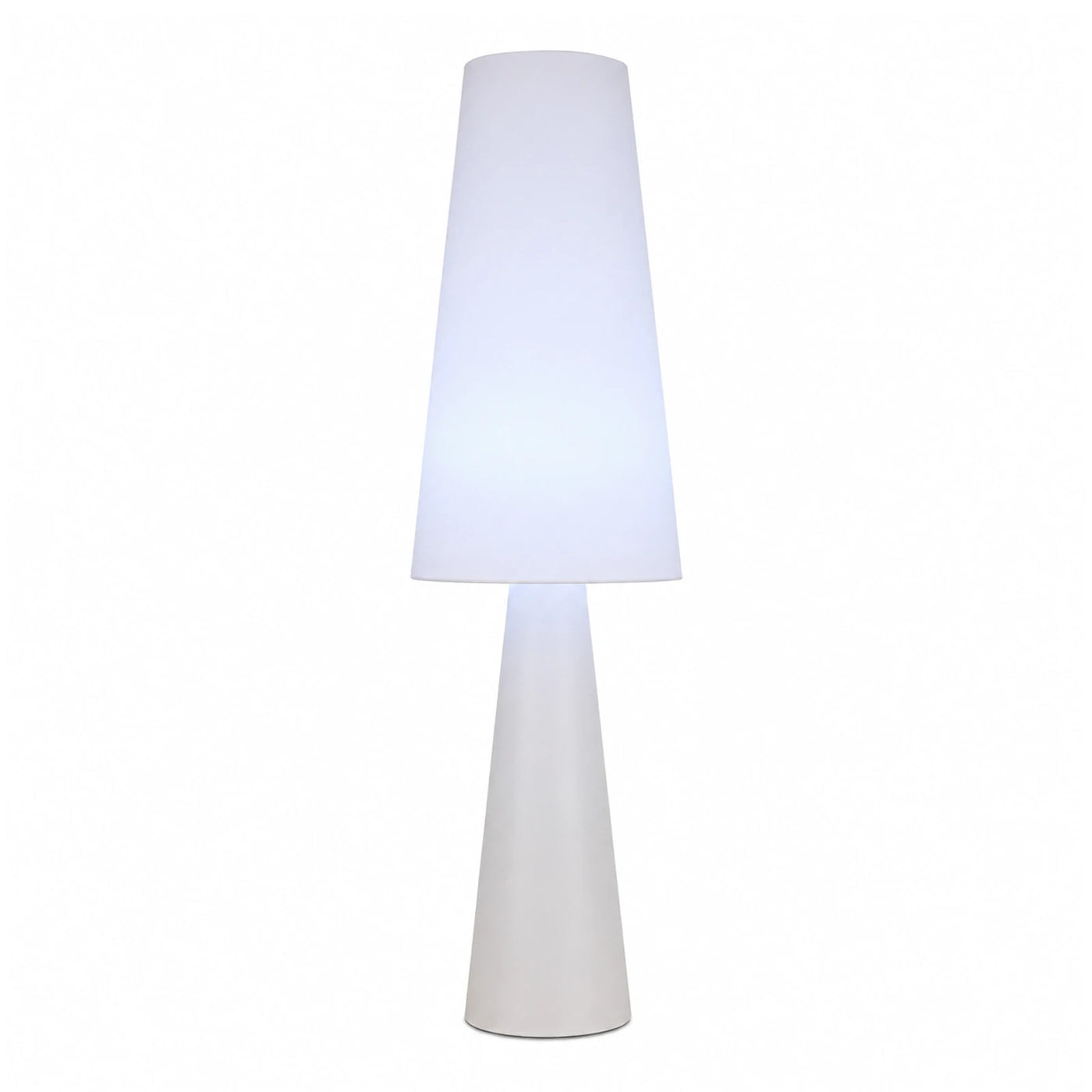 Mixed Wide Plank White Tapered Floor Lamp with Conical Shade Floor Lamps