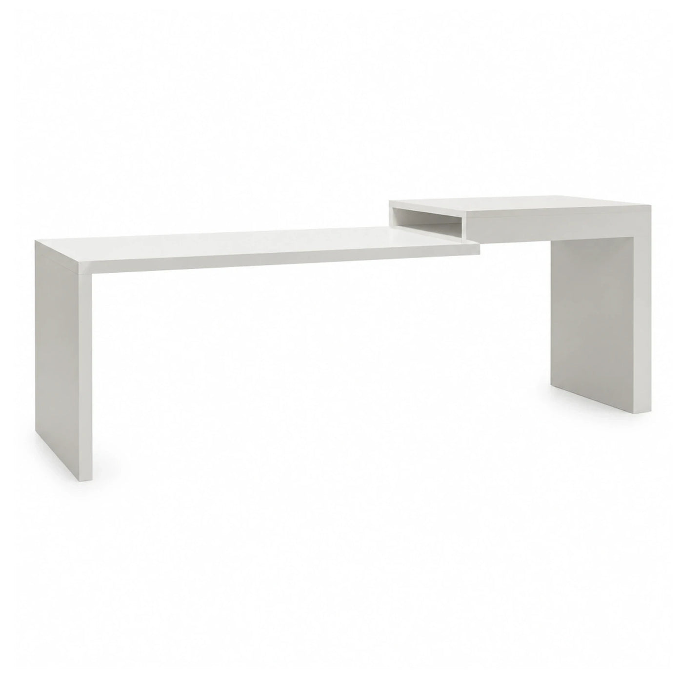 White L-Shaped Desk with Storage Shelf