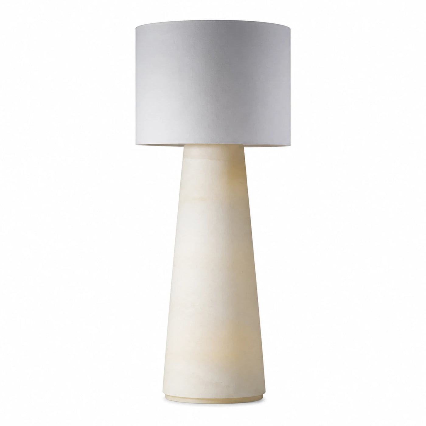 Cream Alabaster Table Lamp with White Shade
