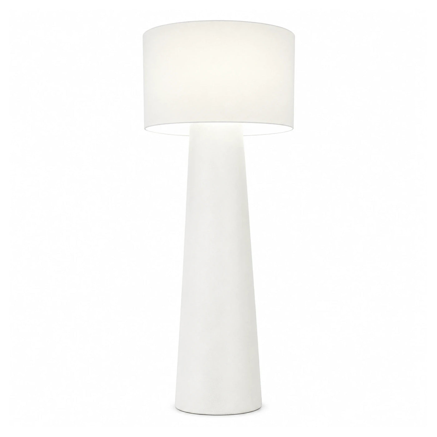Mixed Wide Plank White Tapered Base Floor Lamp with Drum Shade Floor Lamps