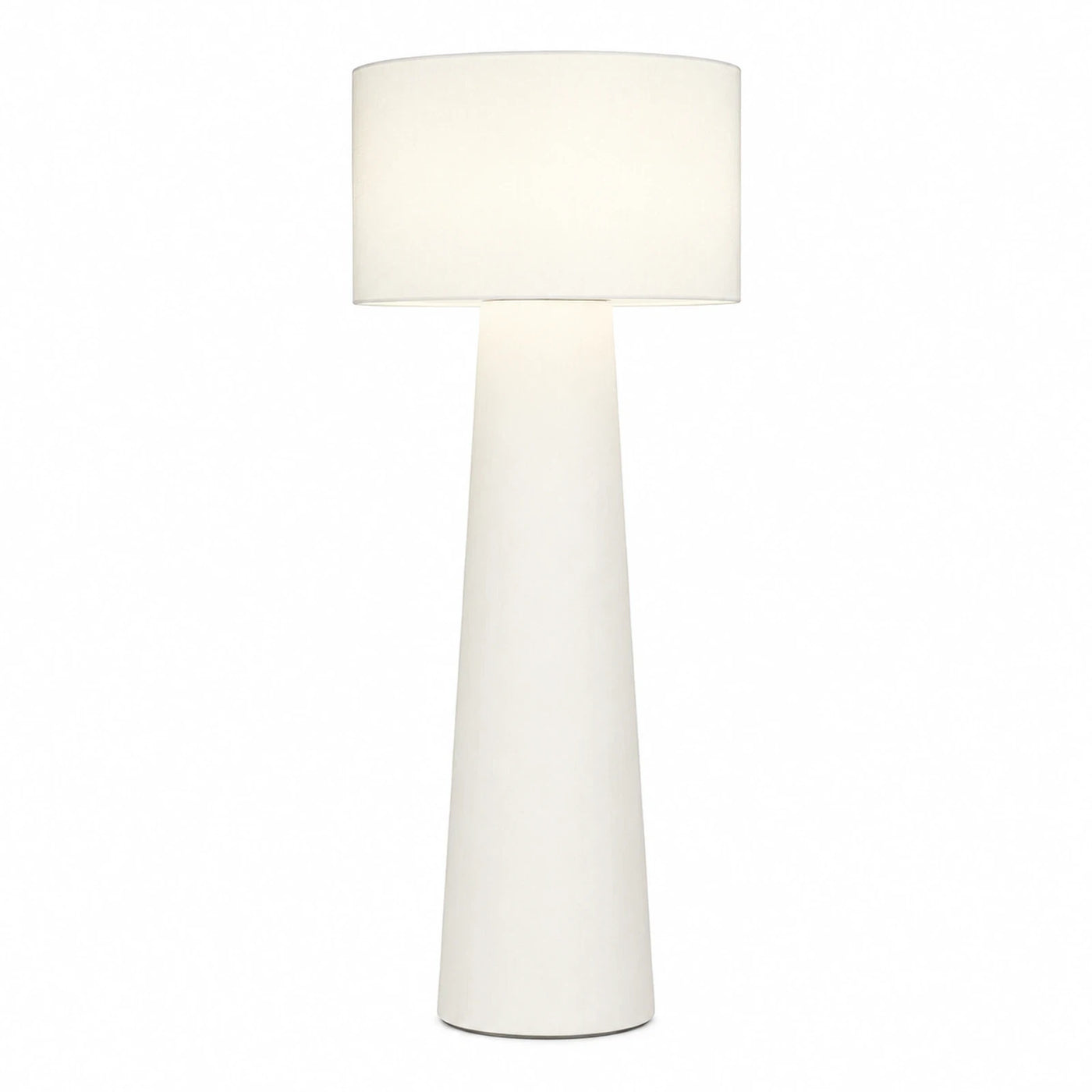 Mixed Linear White Tapered Base Floor Lamp with Drum Shade Floor Lamps
