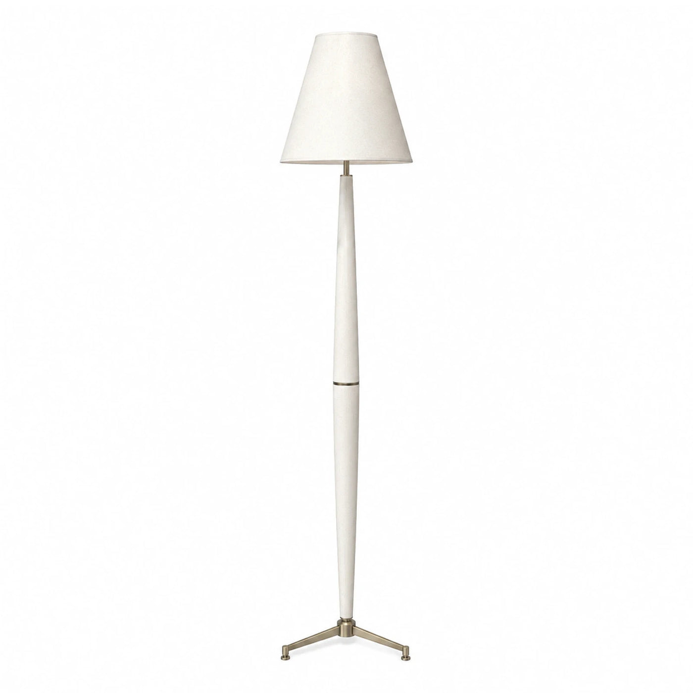 White Tapered Floor Lamp with Tripod Base