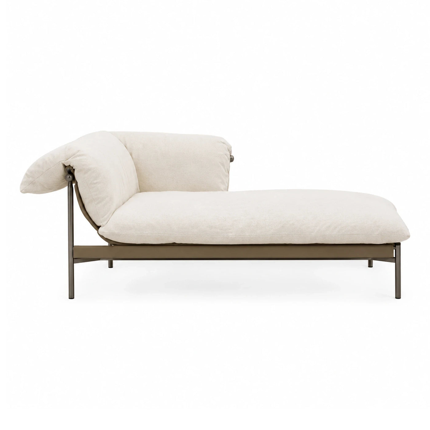 Modern Cream Fabric Chaise Lounge with Metal Frame