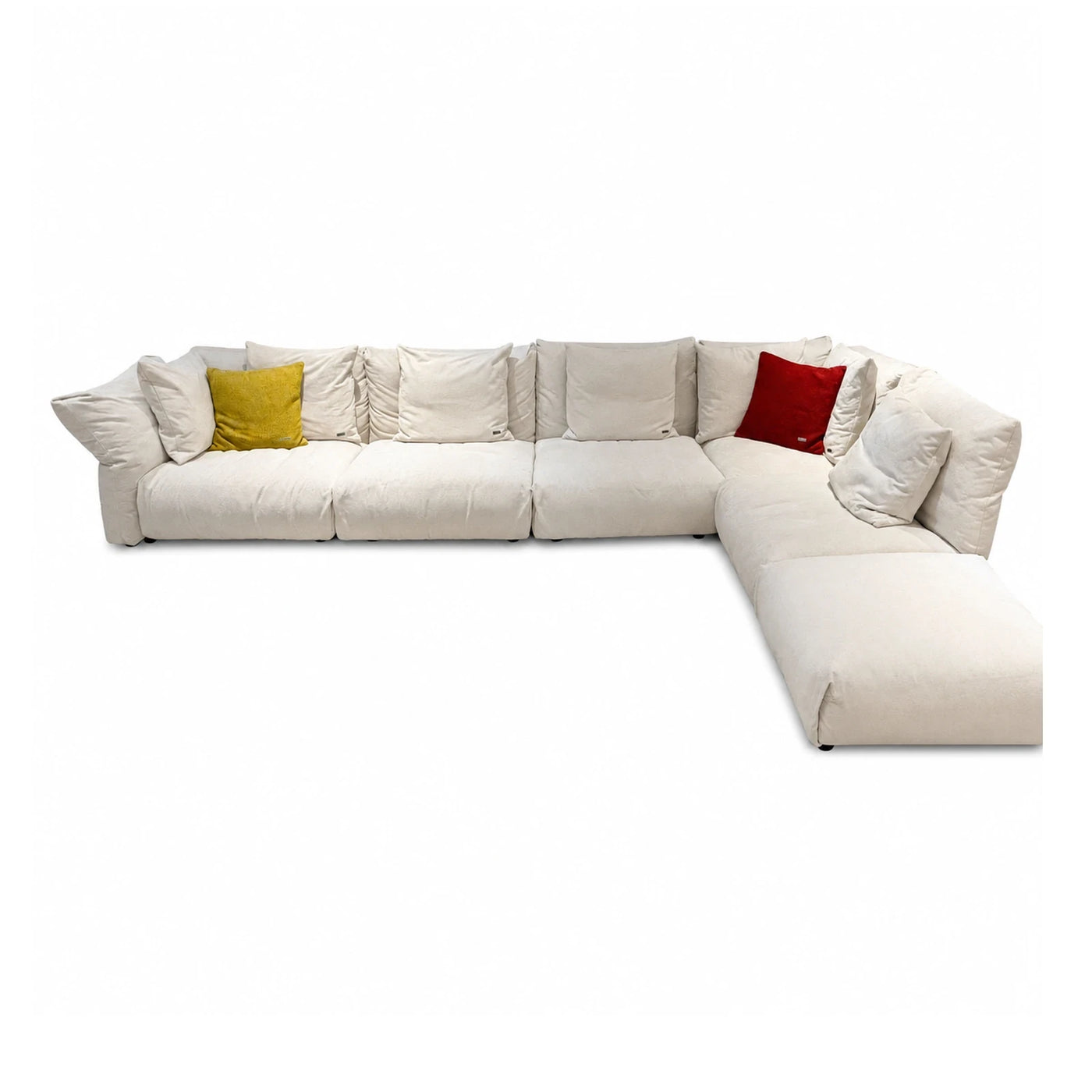 Fabric Linear Cream Modular Sectional Sofa with Chaise and Accent Pillows Sectionals