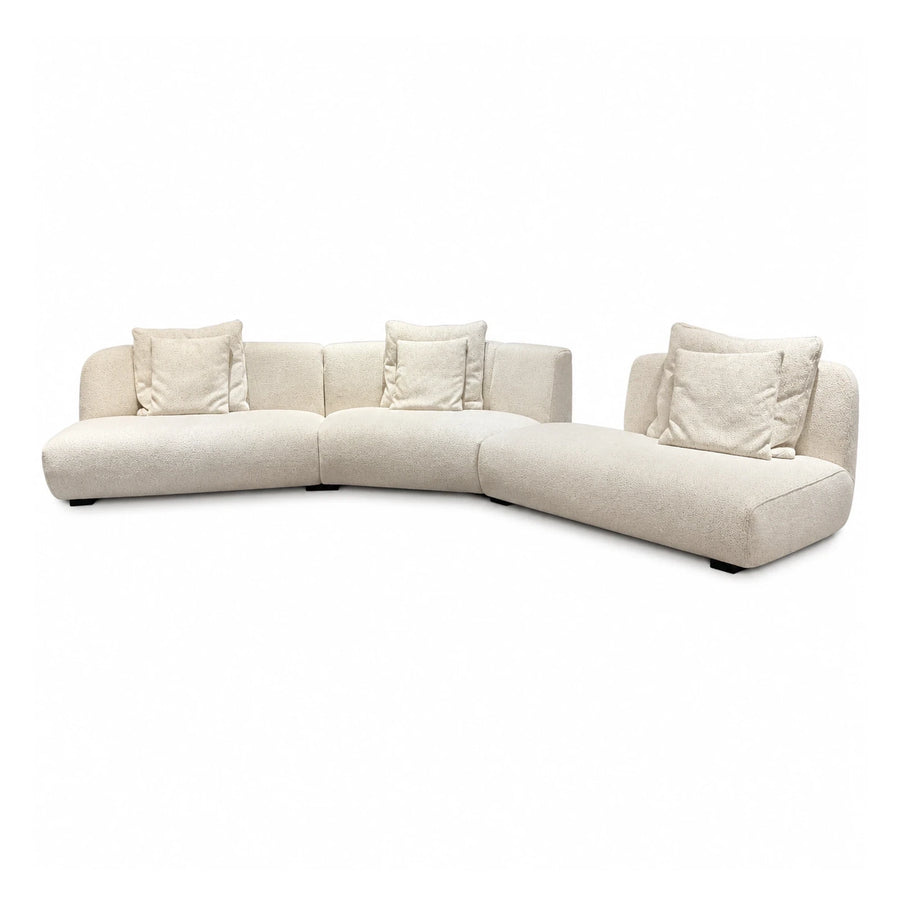 Cream Boucle Modular Sectional Sofa with Pillows