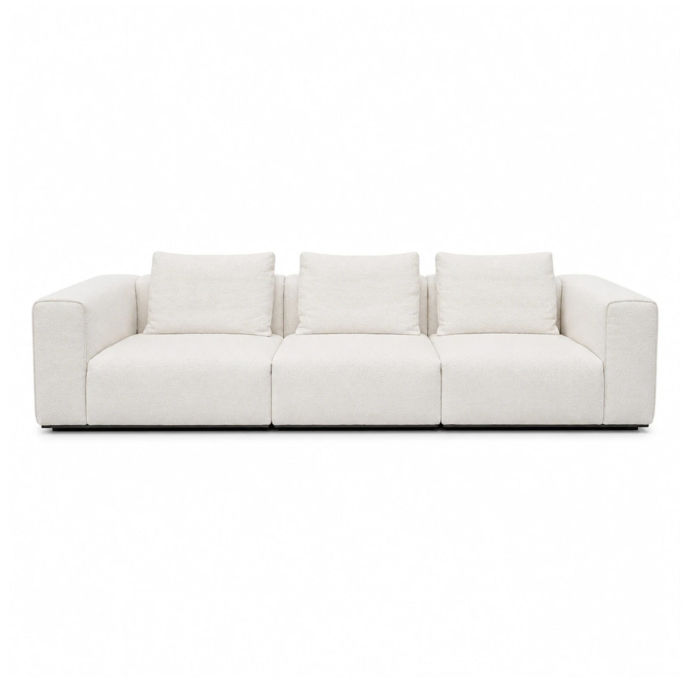 White Modular Three-Seat Sofa with Cushions