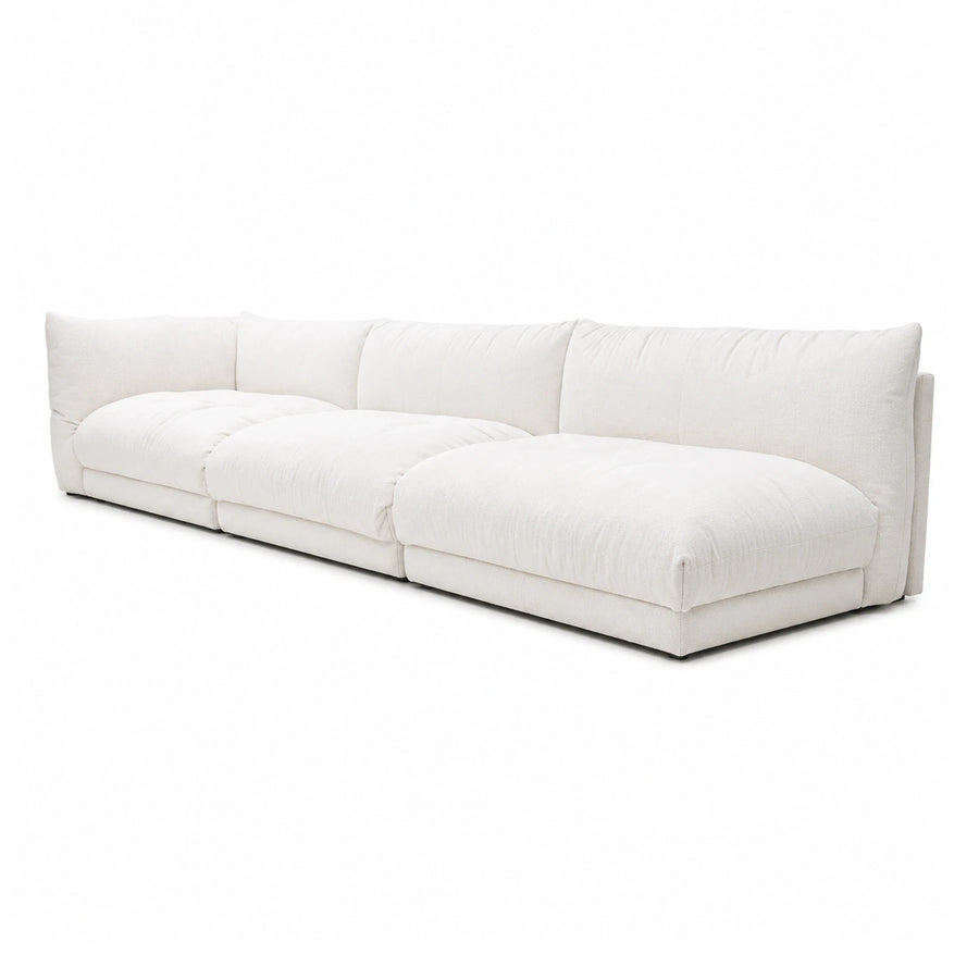 White Modular Sectional Sofa with Plush Cushions