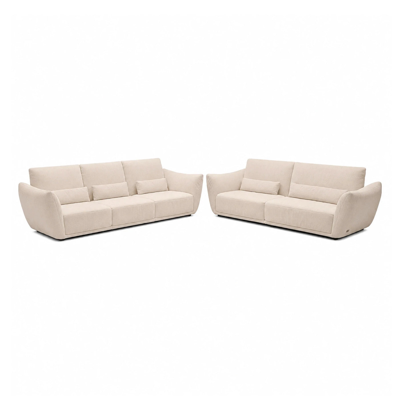 Cream Fabric Modular Sofa Set with Curved Arms