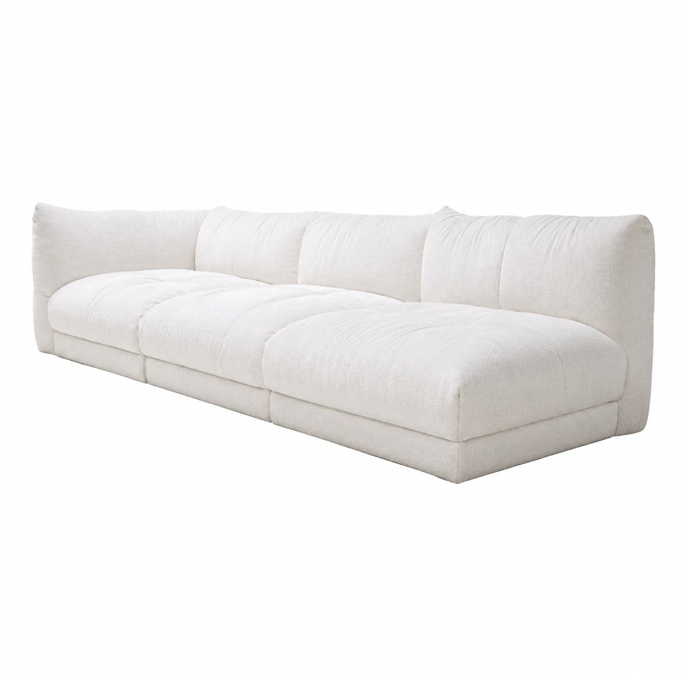 White Modular Sectional Sofa with Tufted Cushions