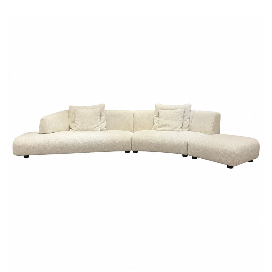 Linear Cream Boucle Modular Sectional Sofa with Chaise Sectionals
