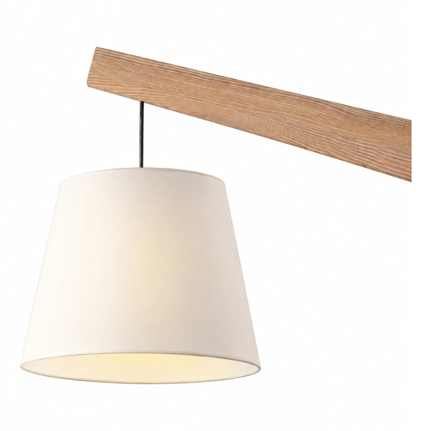 Wood Beam Pendant Light with White Fabric Shade