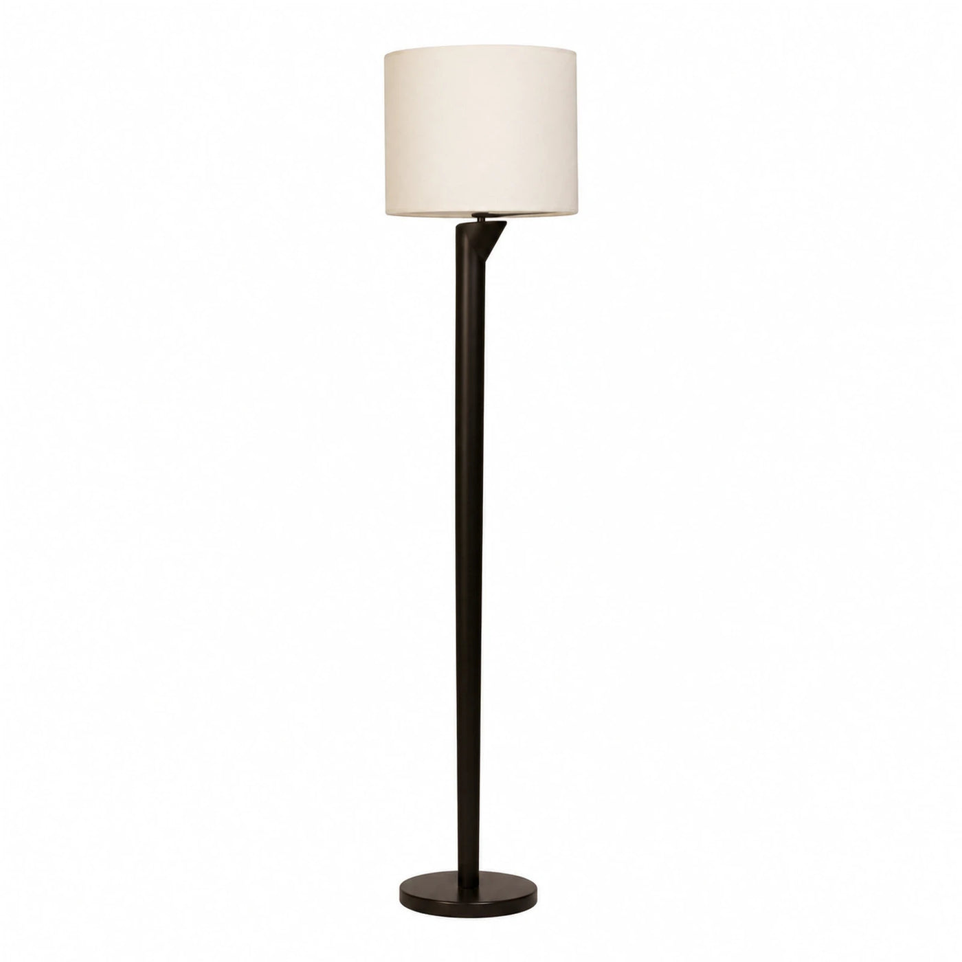 Wide Plank Black Metal Floor Lamp with White Drum Shade Floor Lamps