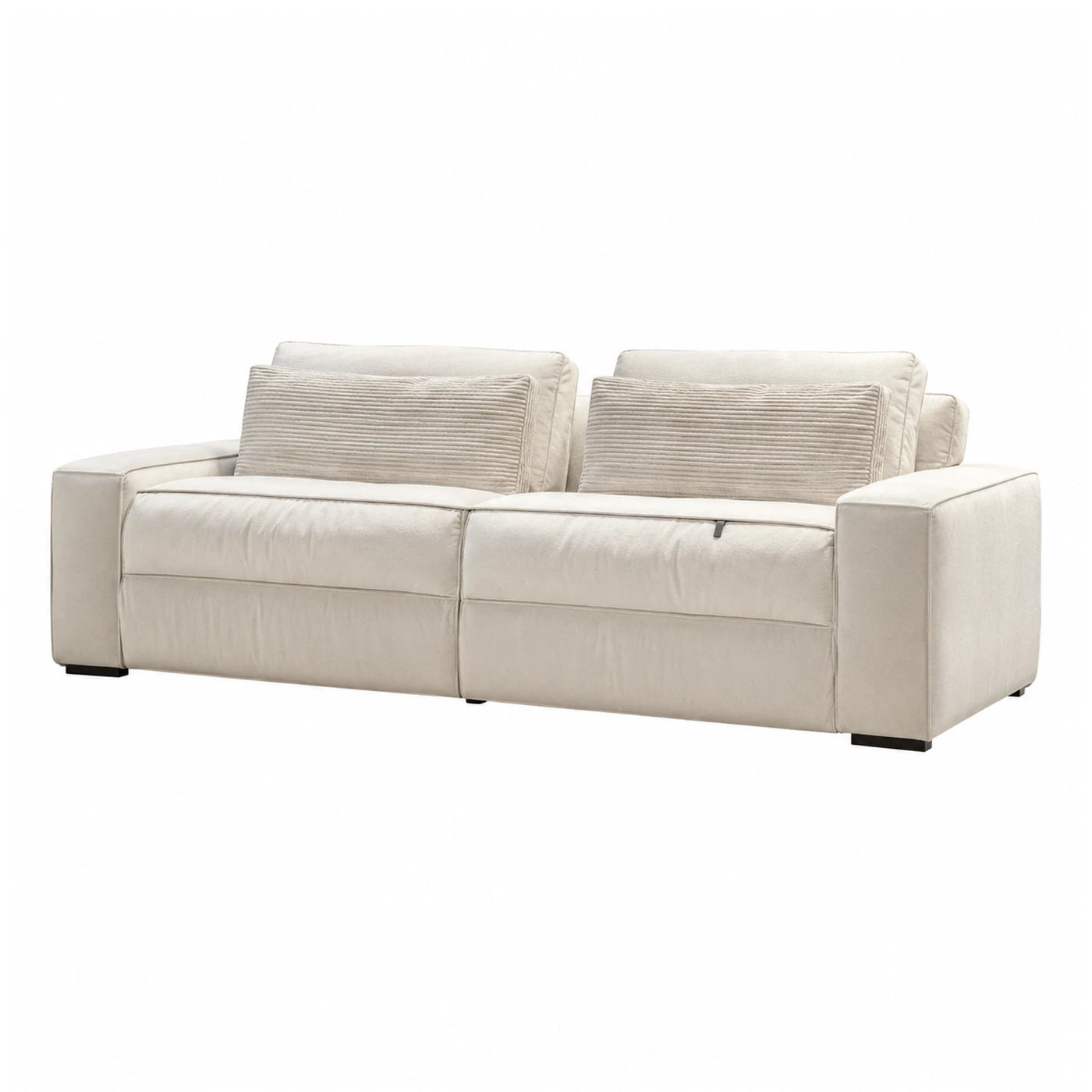 Cream Fabric Modular Sofa with Ribbed Pillows