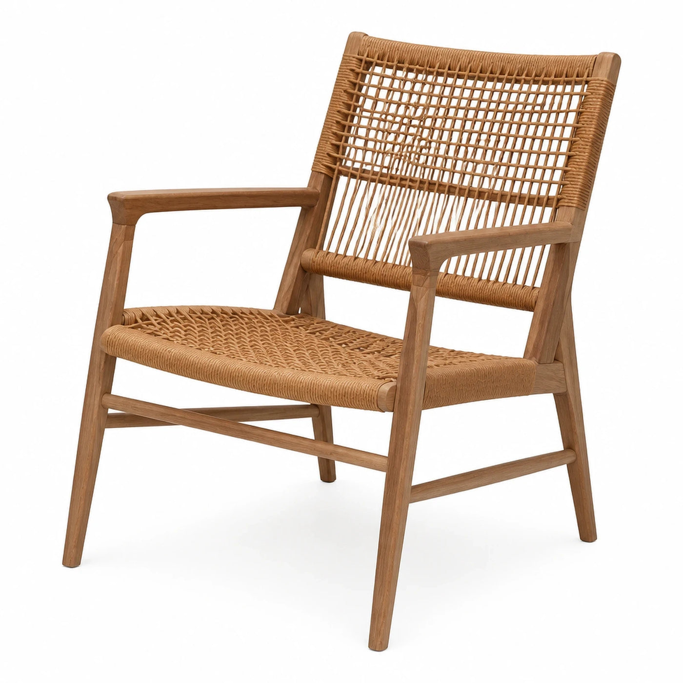 Wooden Frame Woven Rattan Armchair