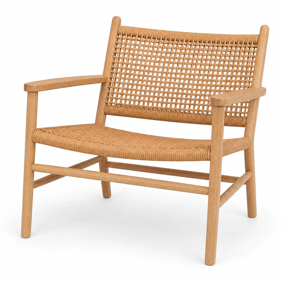 Wooden Frame Woven Rope Two-Seater Bench