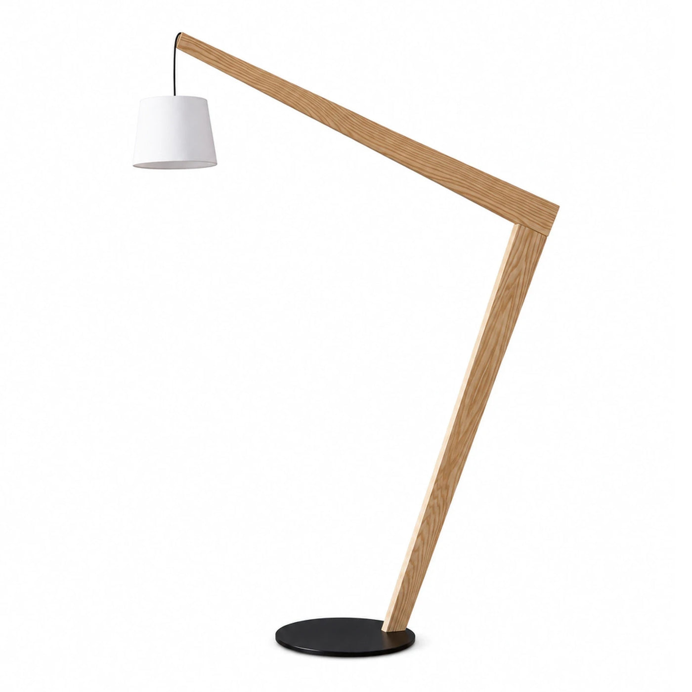 Wide Plank Wooden Floor Lamp with White Shade Floor Lamps