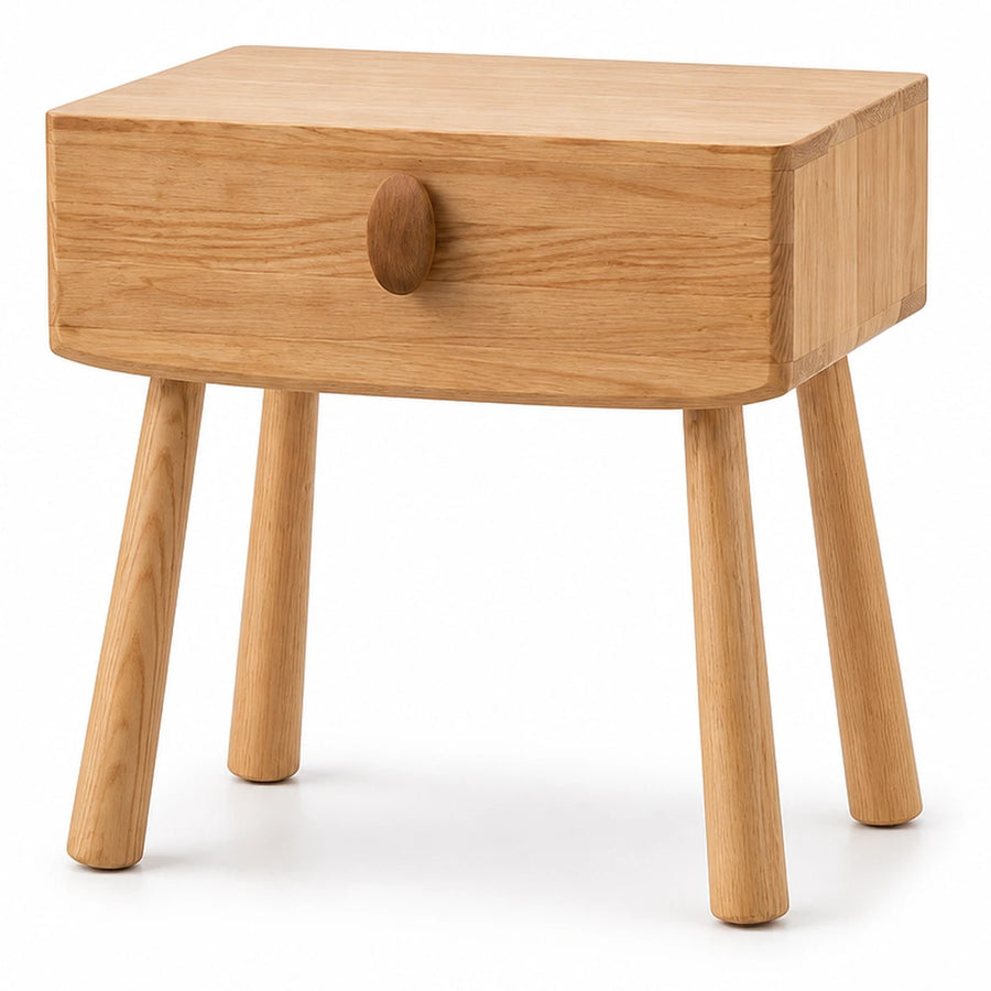 Wide Plank Solid Wood Nightstand with Single Drawer and Tapered Legs Nightstands