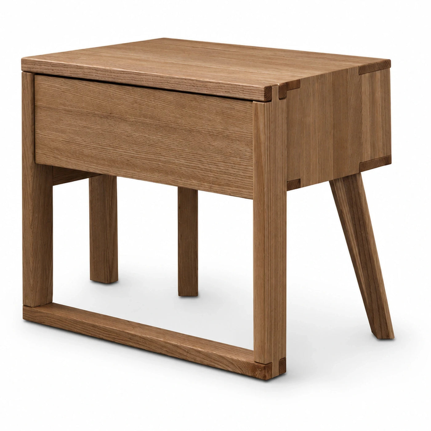 Solid Wood Nightstand with Drawer and Shelf