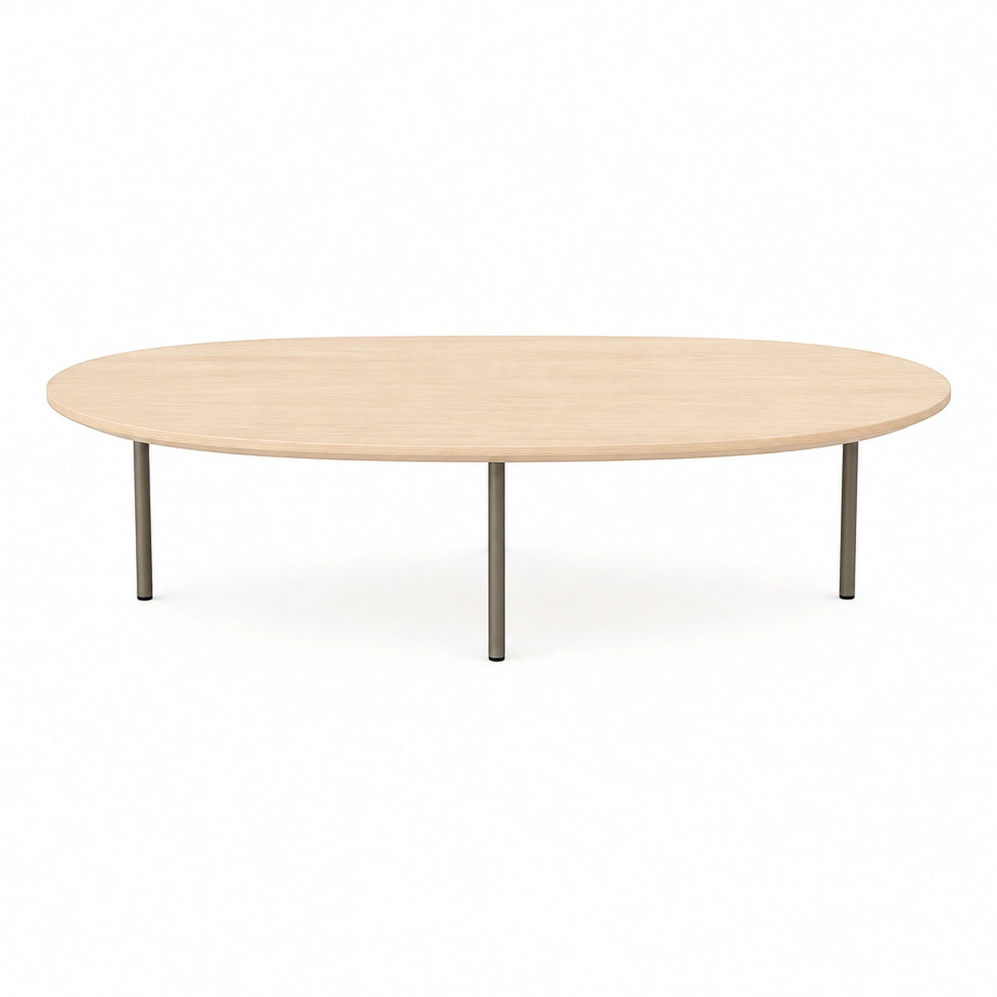 Oval Light Wood Coffee Table with Metal Legs