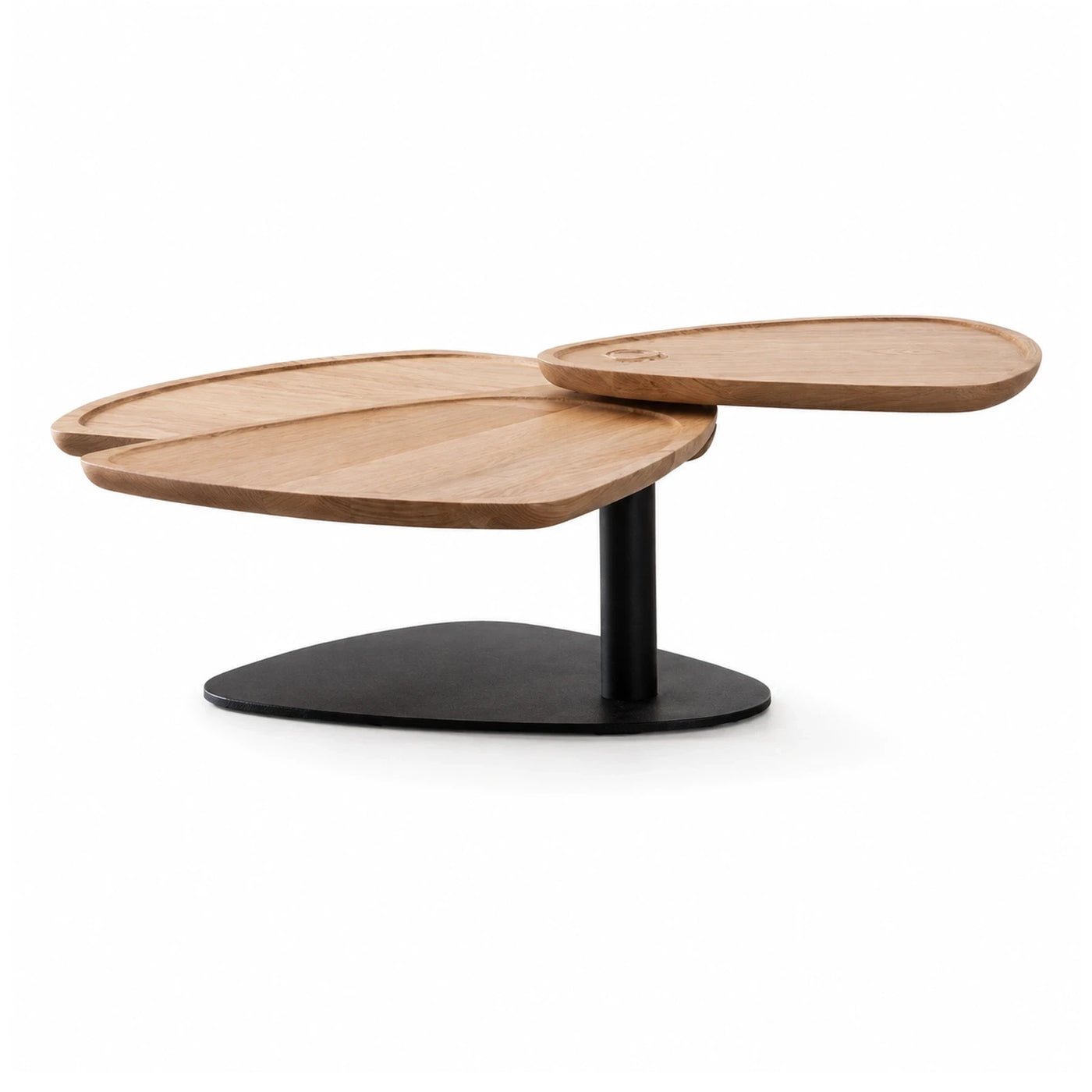 Modern Wooden Coffee Table with Black Metal Base