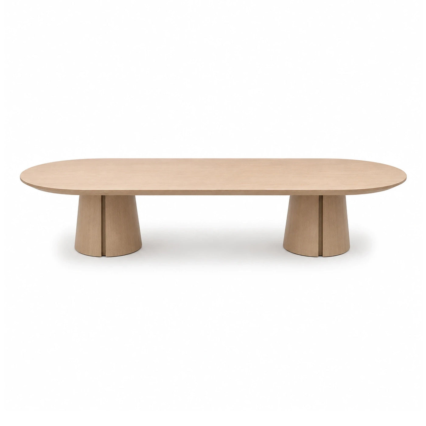 Oval Wood Coffee Table with Split Pedestal Base